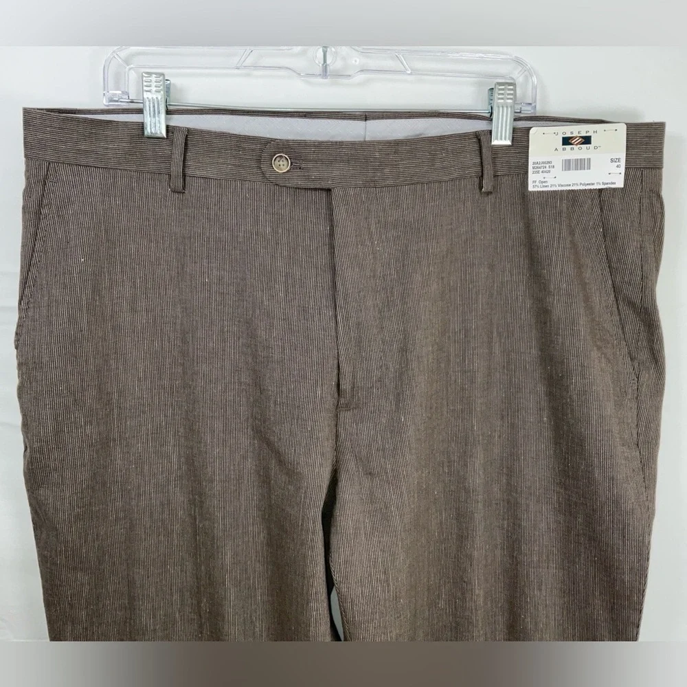 NWT Joseph Abboud Heritage Nova Fides Linen Blend Dress Pants Sand Sz 40 raw hem